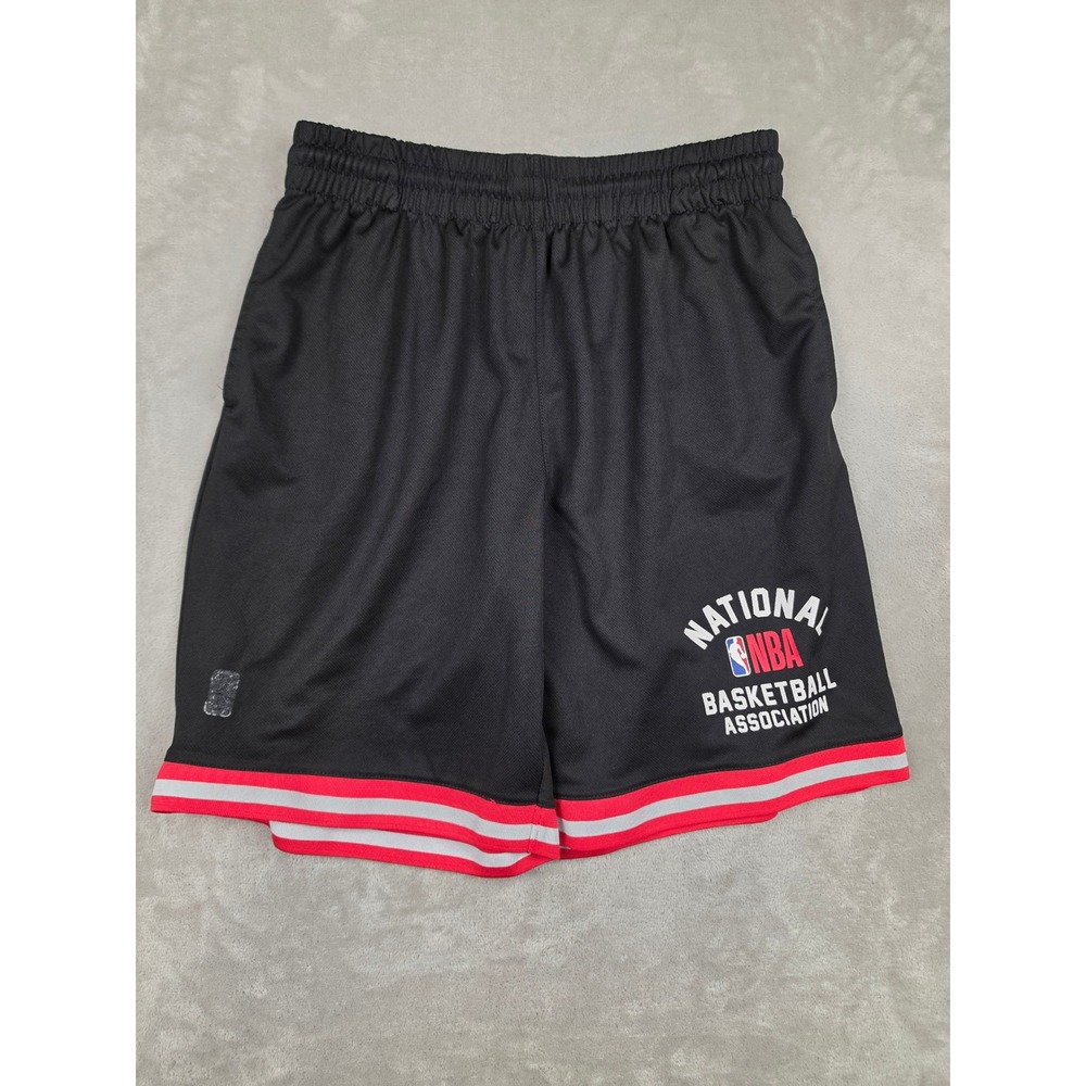 NBA Basketball Shorts Mens XL Black Red White Striped MPockets Athletic